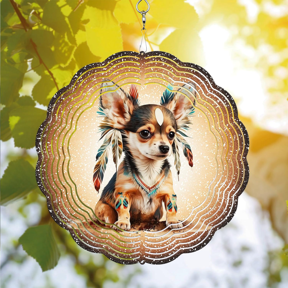 Chihuahua Native Wind Spinner Hanging for Yard and Garden