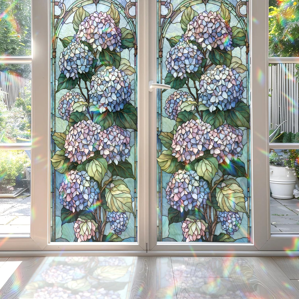 Hydrangea Stained Glass Window Film