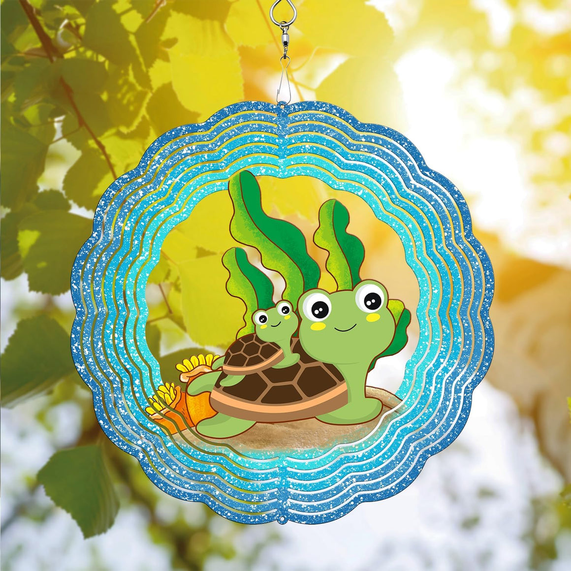 Sea Turtle Wind Spinner Hanging for Yard and Garden