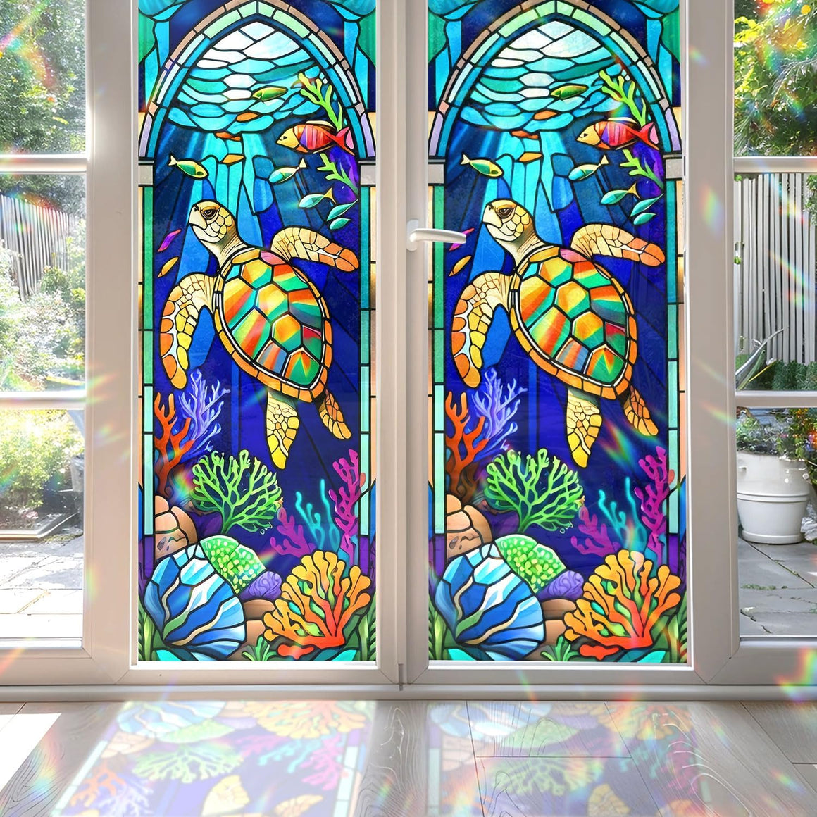 Sea Turtle Stained Glass Window Film