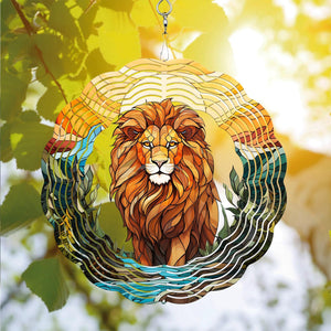 Lion Wind Spinner Hanging for Yard and Garden